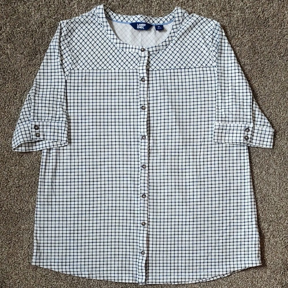 Lands' End Women's Size Medium (10-12) Button Down Casual Top